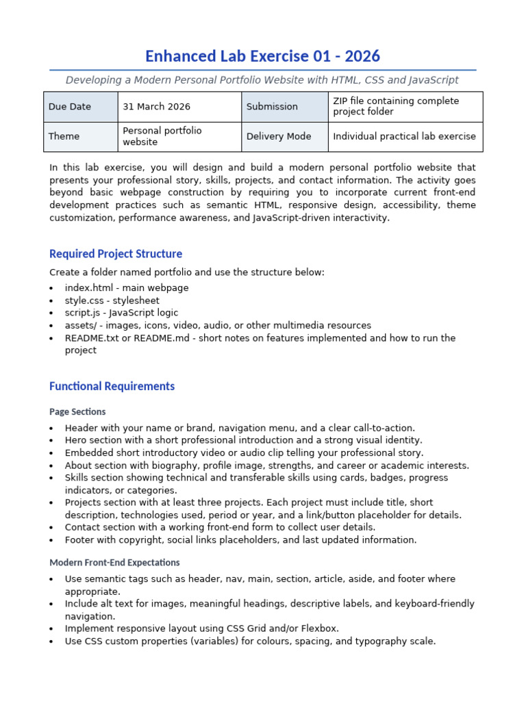 Lab Exercise 01 - 2026 (1) | PDF | Page Layout | Html