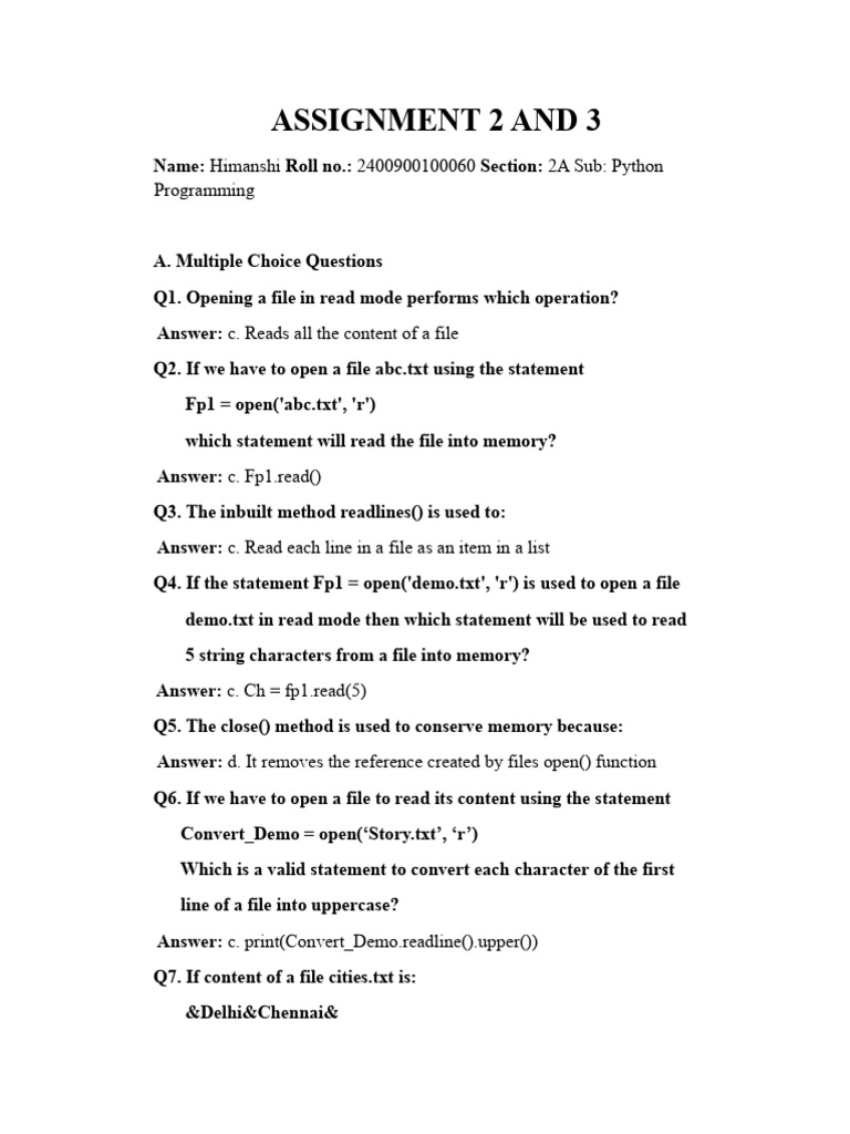 Assignment 2 and 3 | PDF | Parameter (Computer Programming) | Computer File