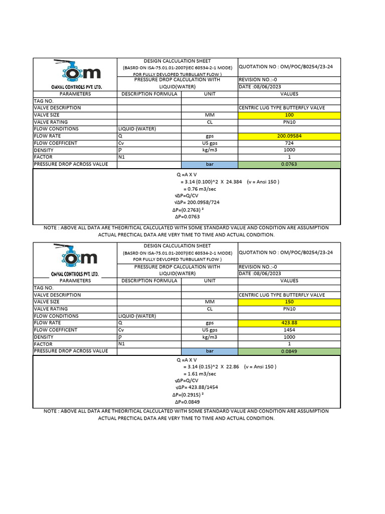 PRESSURE DROP DELTA P CALCULATION | PDF | Pressure | Liquids