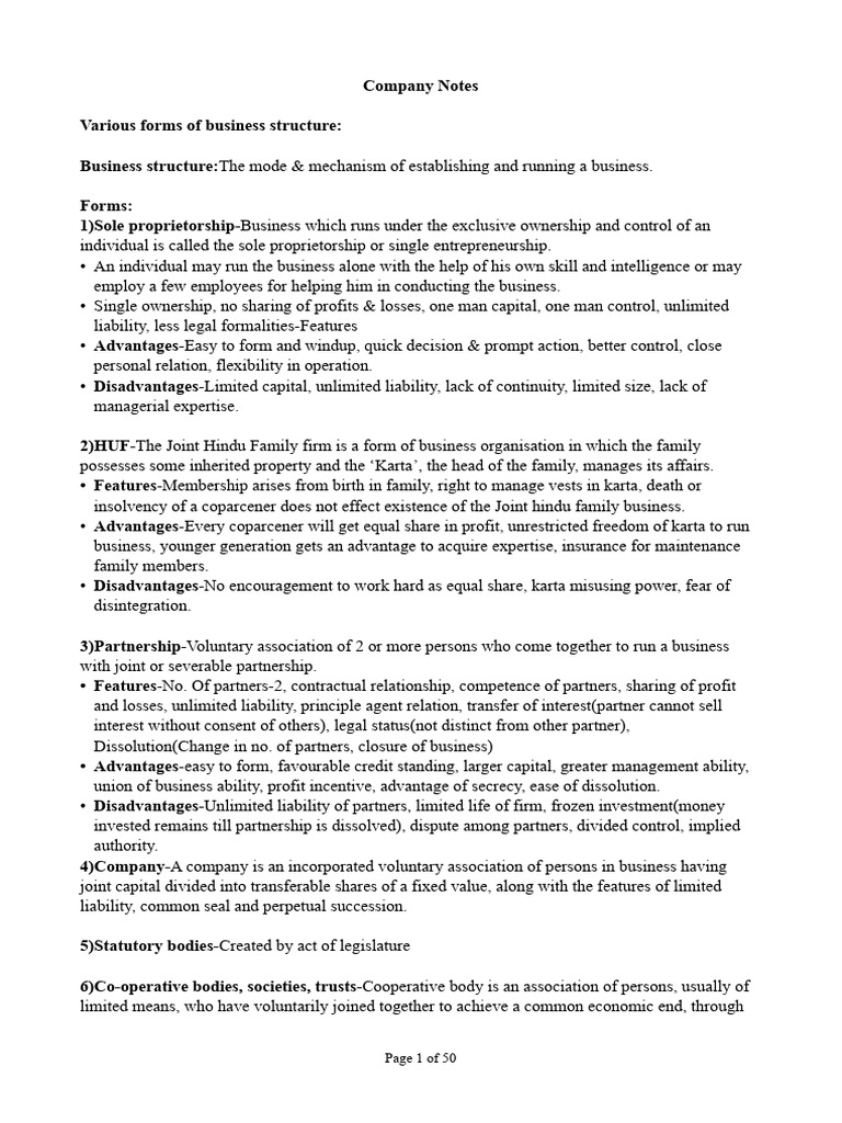 company notes | PDF | Companies | Corporations