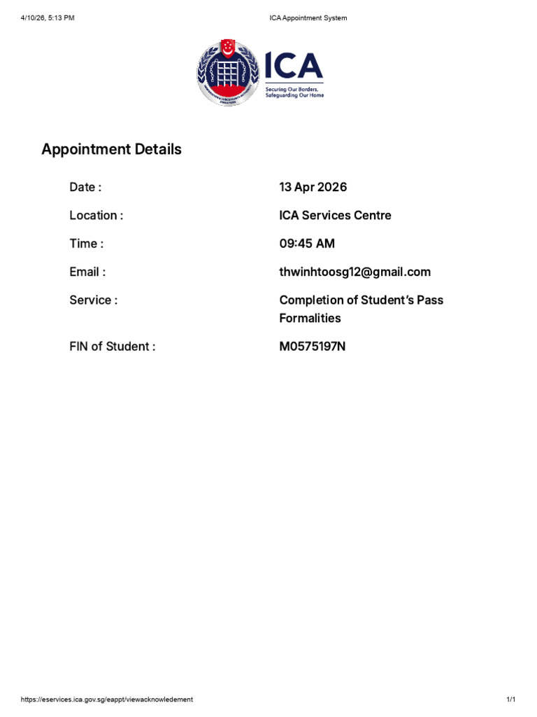 ICA Appointment System | PDF