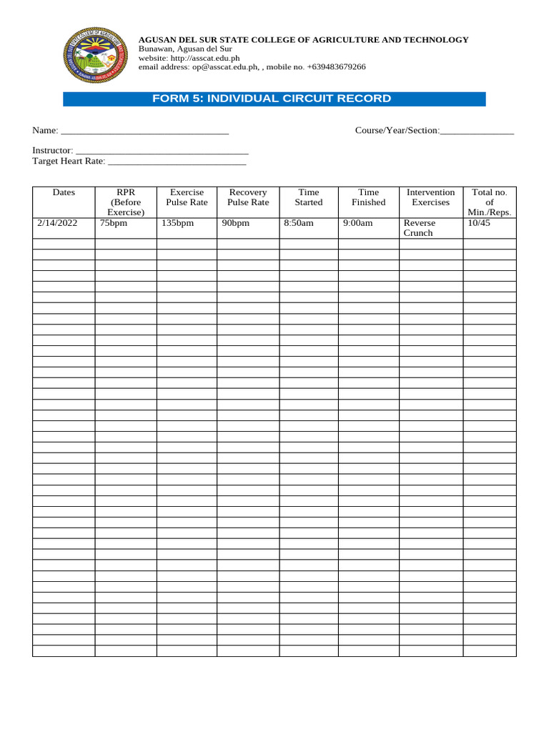 FORM5- Individual Circuit Record | PDF