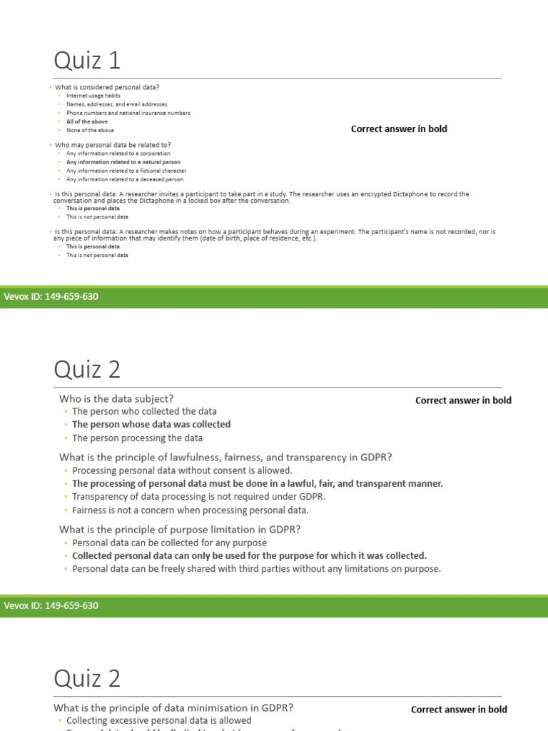 GDPR Quiz and Information Sheet | PDF | Information Science | National ...