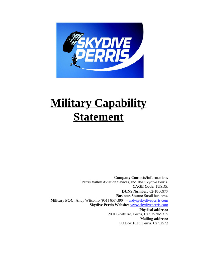 Military Capability Statement | PDF | Parachuting | Aviation