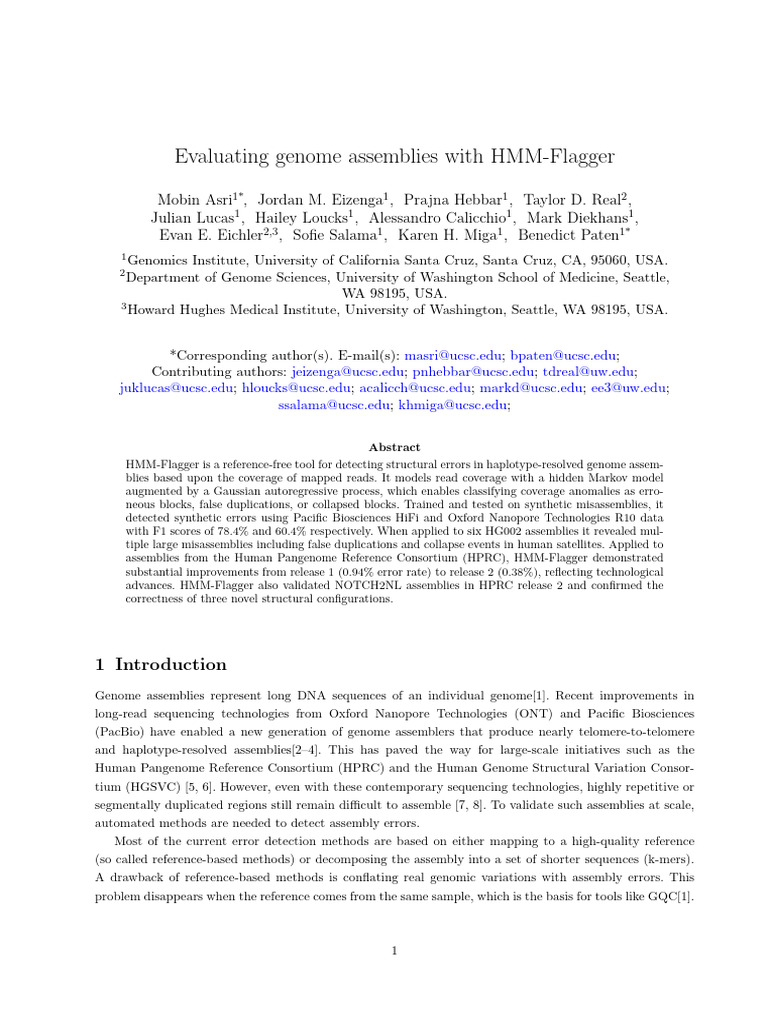 Evaluating Genome Assemblies With HMM-Flagger | PDF | Genetics