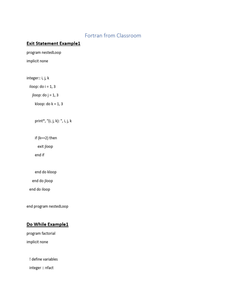 Fortran From Classroom | PDF | Computer Programming | Software Engineering