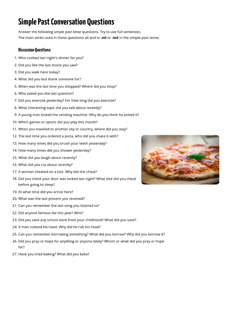 Simple Past Conversation Questions | PDF