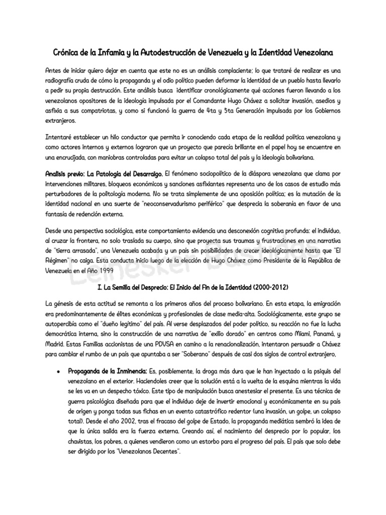 Crónica de La Infamia en Venezuela | PDF | Propaganda