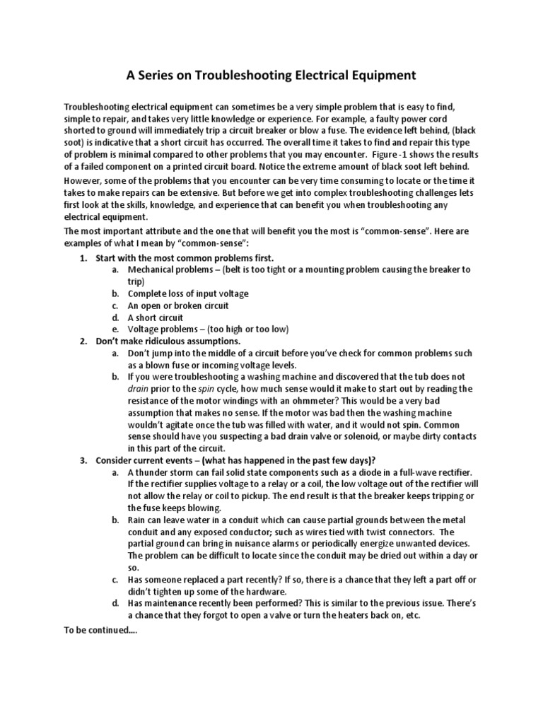 Troubleshooting Electrical Equipment Basics | PDF | Troubleshooting | Relay