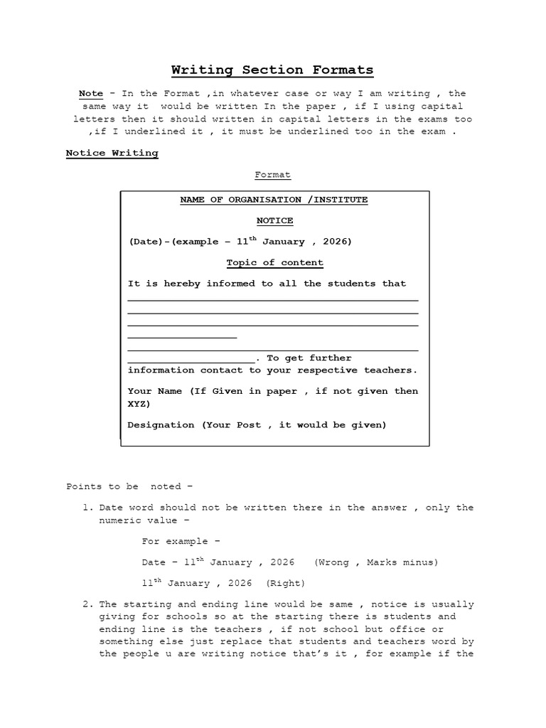 Writing Section Formats | PDF