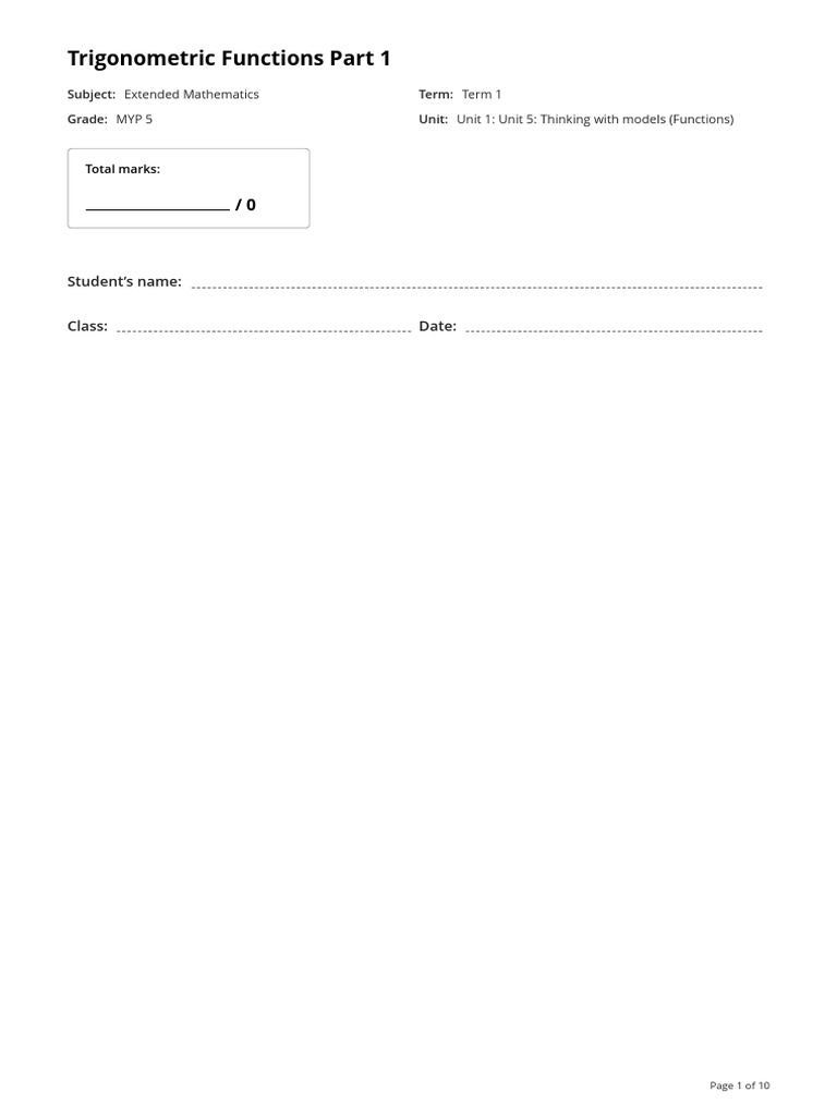 Trigonometric Functions 1 (Transformations) | PDF