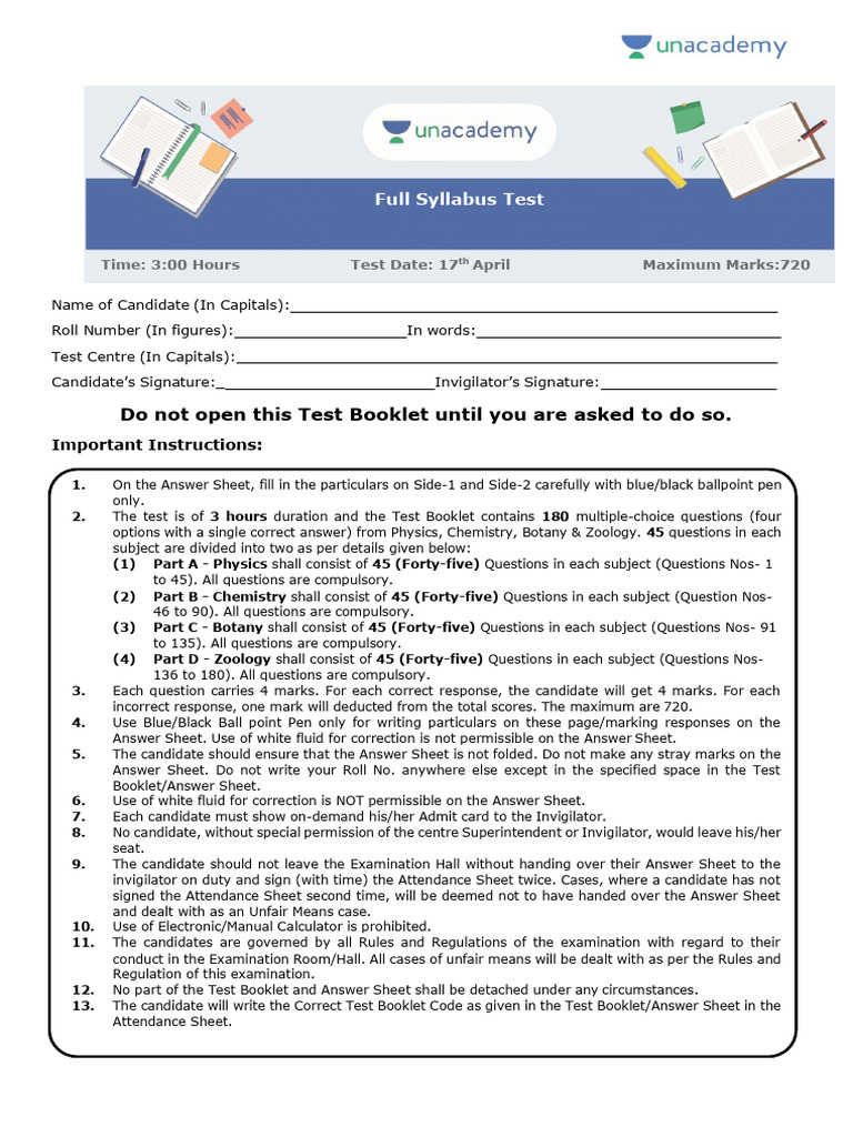 FST Faculty Copy+Answer Key 1 | PDF