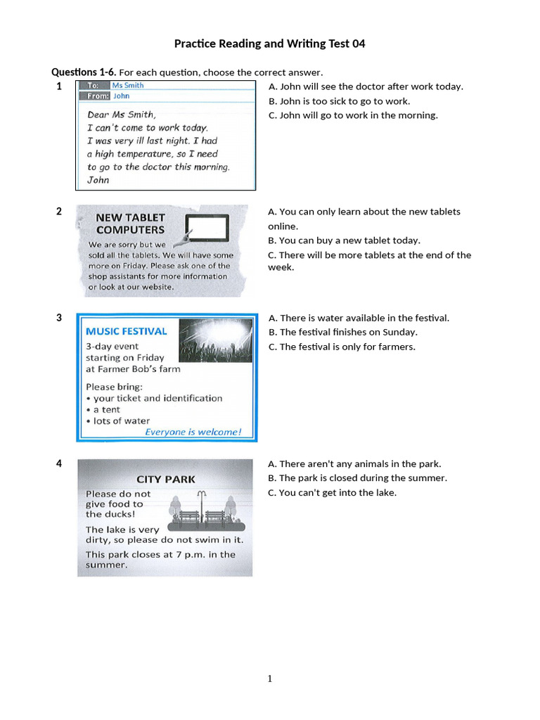 Reading_and_Writing_Test_04 | PDF