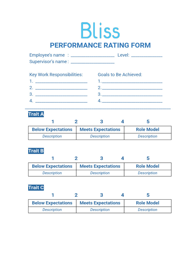 Performance Rating Form Template | PDF