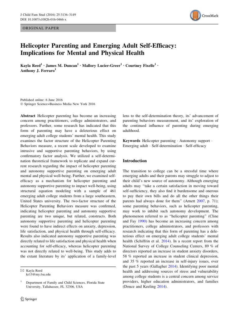 Reed (2016) | PDF | Self Efficacy | Parenting