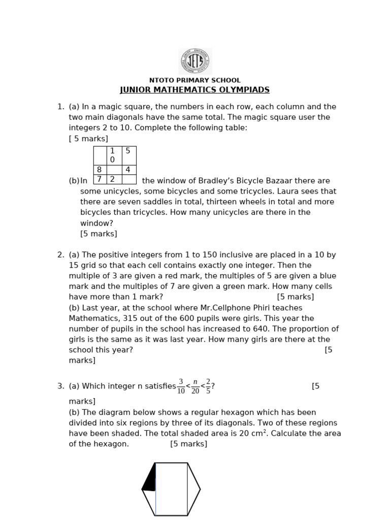 2018 Junior Olympiads.1. 1 | PDF | Mathematics | Discrete Mathematics