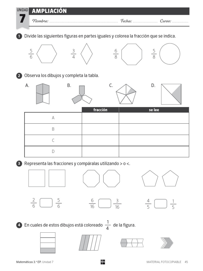 3º Primaria MATEMÁTICAS Repaso Refuerzo y Ampliación paginas45-55 | PDF ...