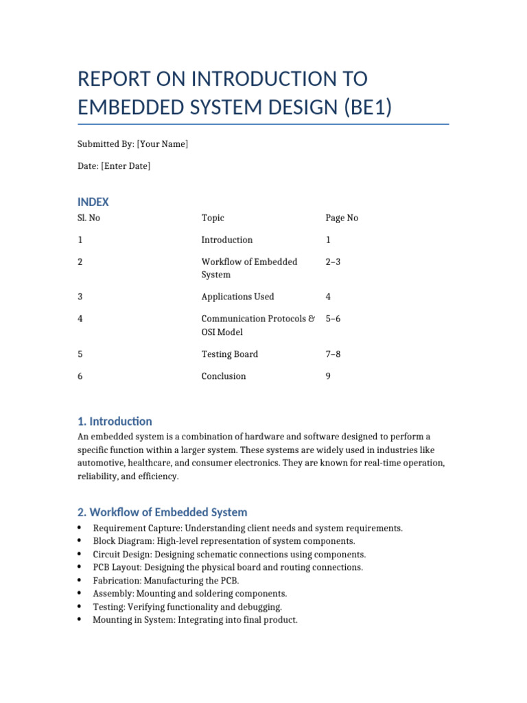 Embedded System Report | PDF
