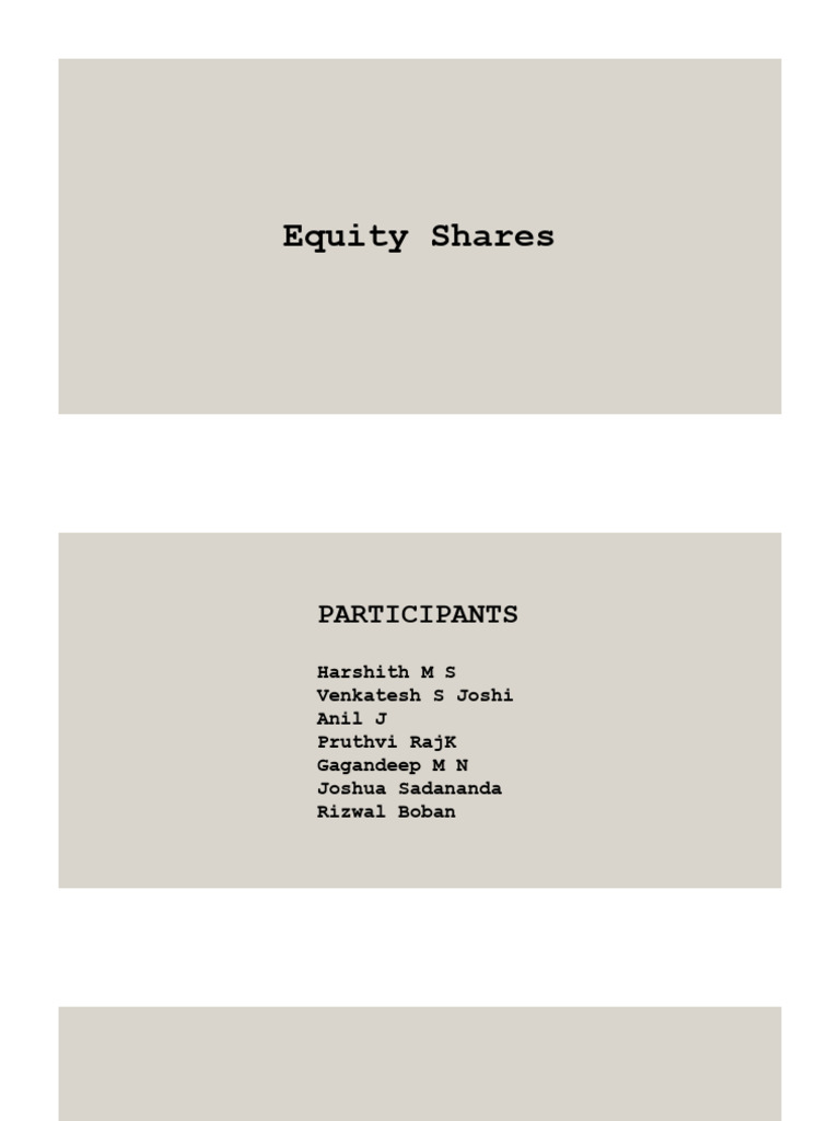 Equity Shares_Group 2 | PDF | Stocks | Equity (Finance)