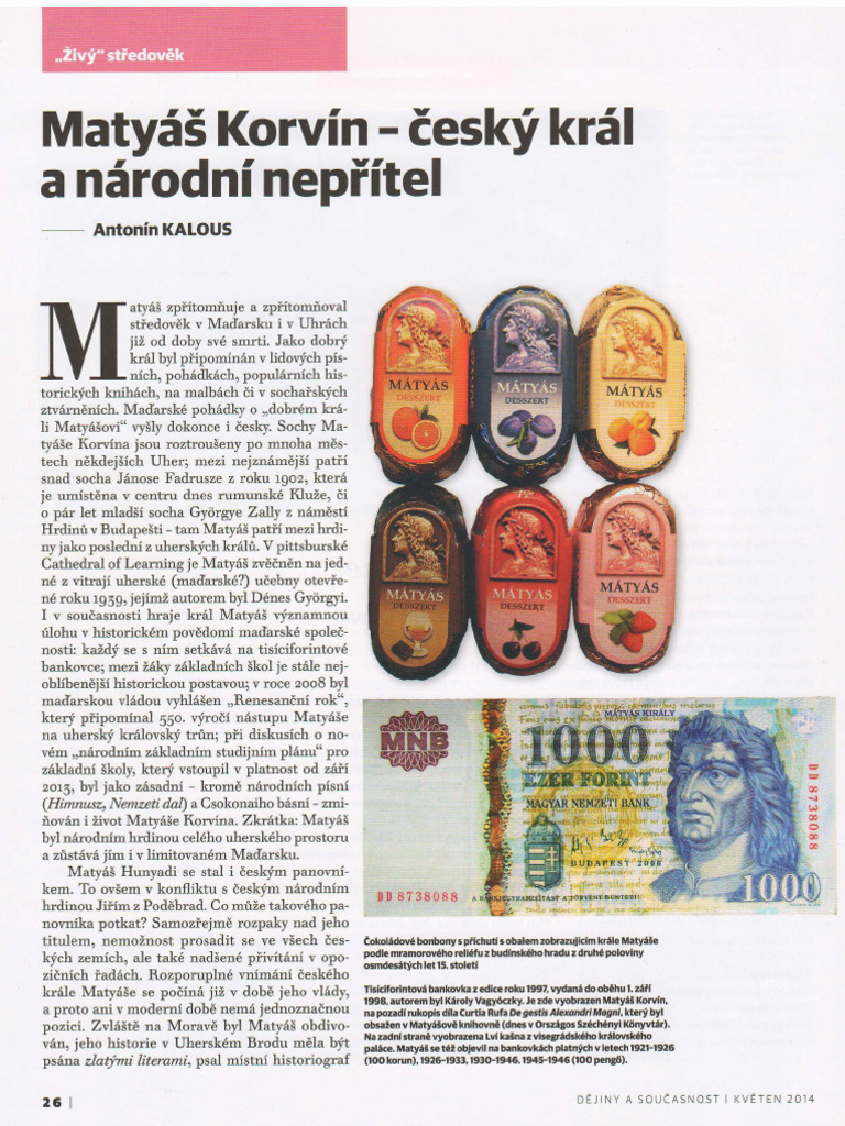 Matyas Korvin Cesky Kral a Narodni Nepri | PDF