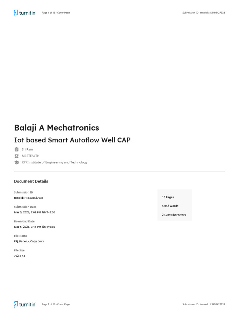 Iot Based Smart Autoflow Well CAP | PDF