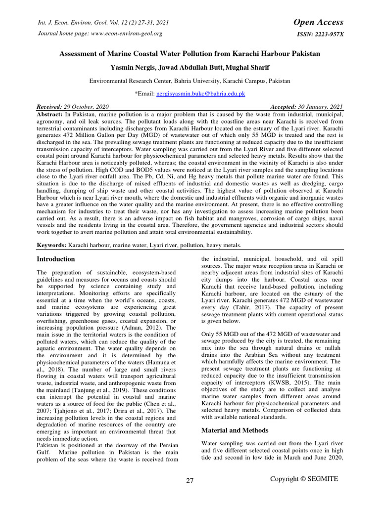 Assessment of Marine Coastal Water Pollu | PDF | Water Quality | Water