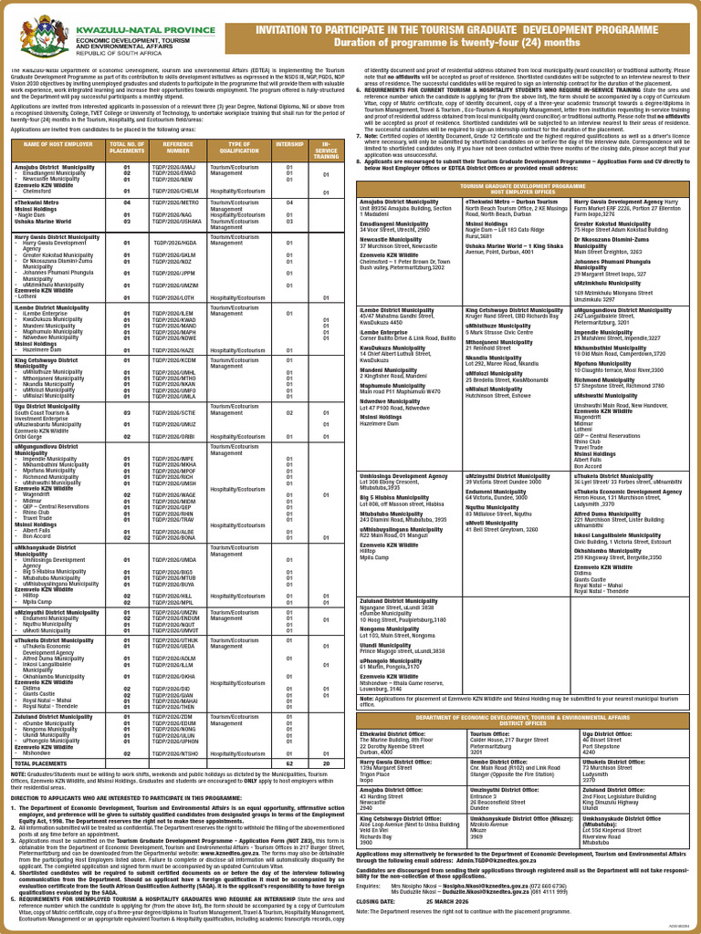 Advert Tourism Graduate Development Programme | PDF | Vocational ...