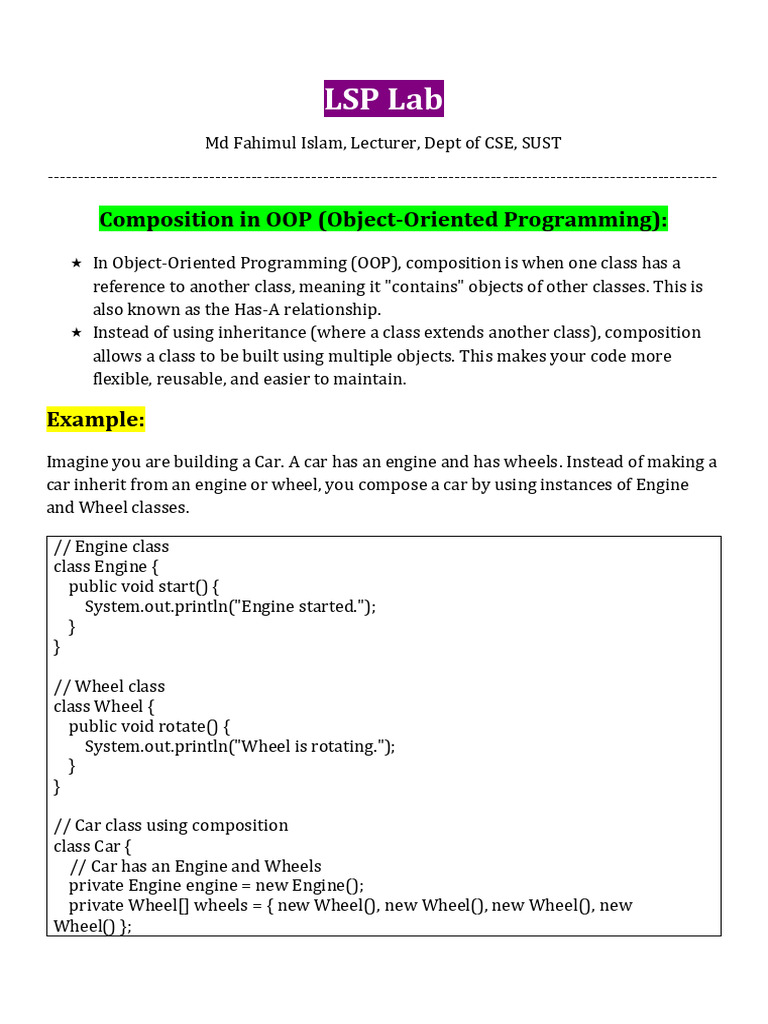LSP Lab (1) | PDF | Object Oriented Programming | Computer Engineering