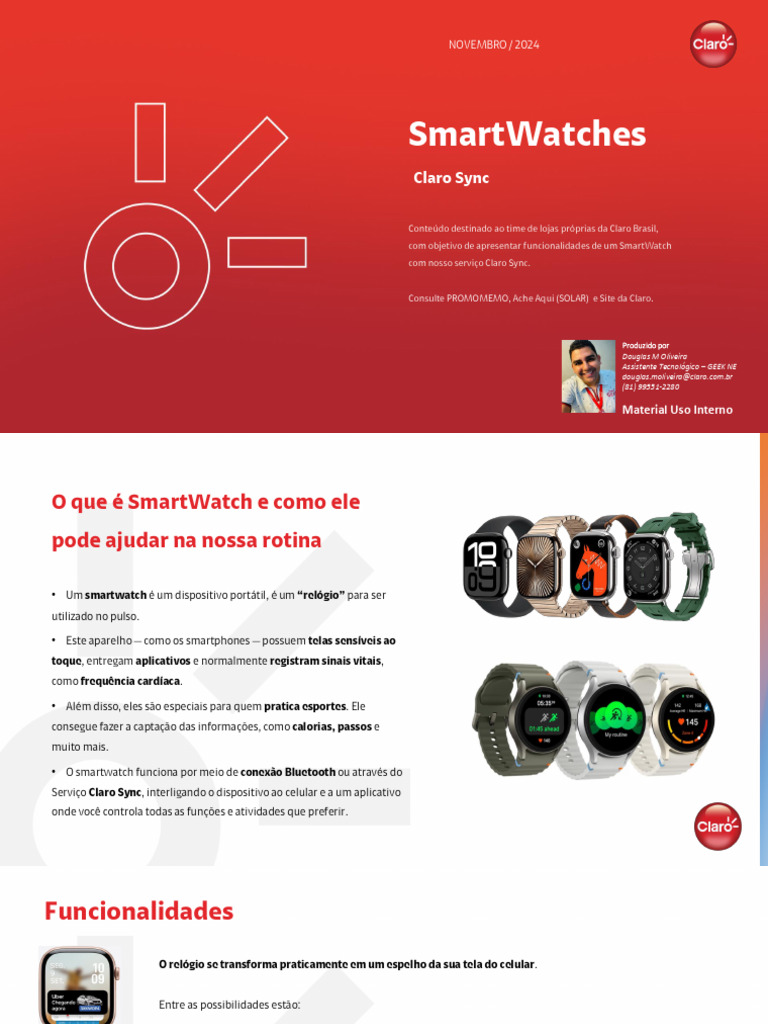 Smartwatches - Claro Sync1 | PDF | Relógio inteligente | Celulares