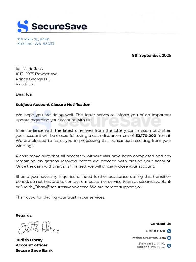 Securesave Bank Document A4 | PDF