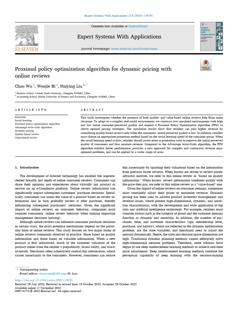Proximal Policy Optimization Algorithm for Dynamic 2023 Expert Systems ...