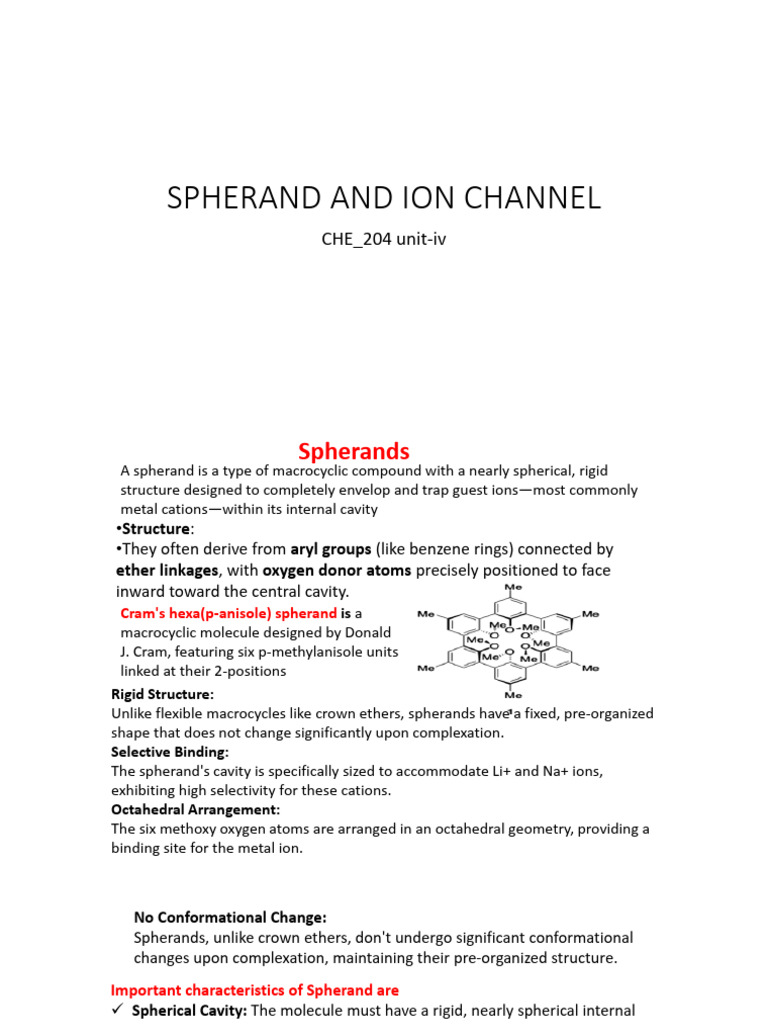Spherand and Ion Channel | PDF | Action Potential | Cell Signaling