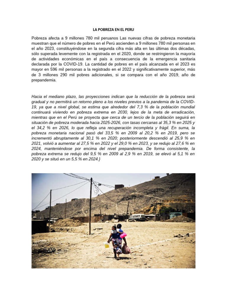 La Pobreza en El Peru | PDF | Pobreza | Pobreza e indigencia
