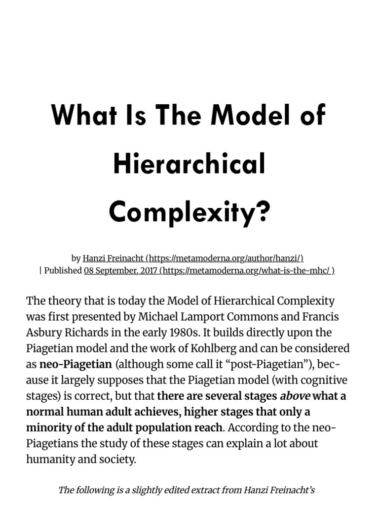 What is the Model of Hierarchical Complexity? - Metamoderna | PDF ...