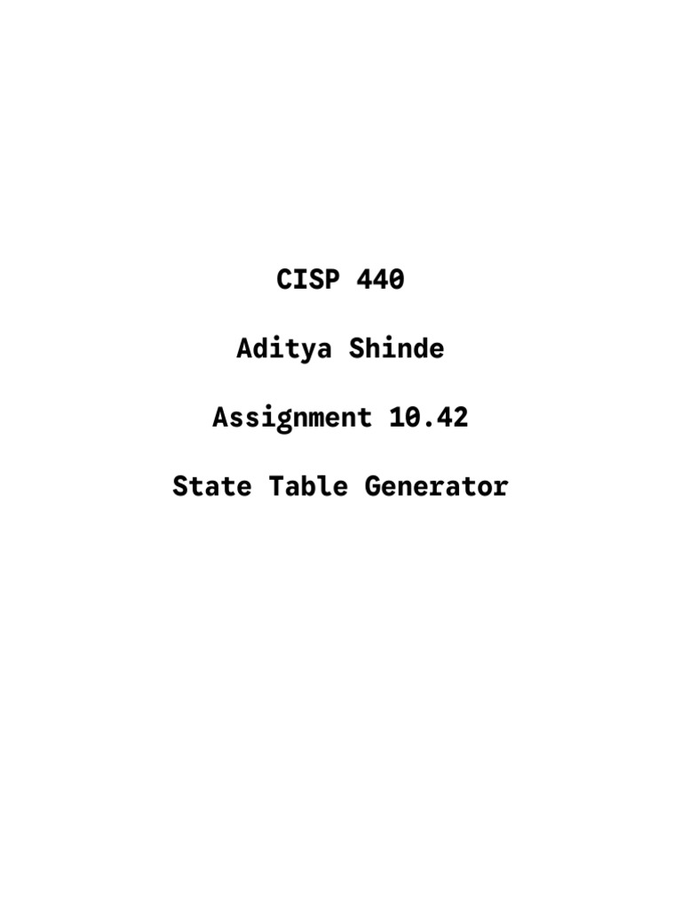 Cisp 440 - State Table Generator Implementation | PDF | Computer ...