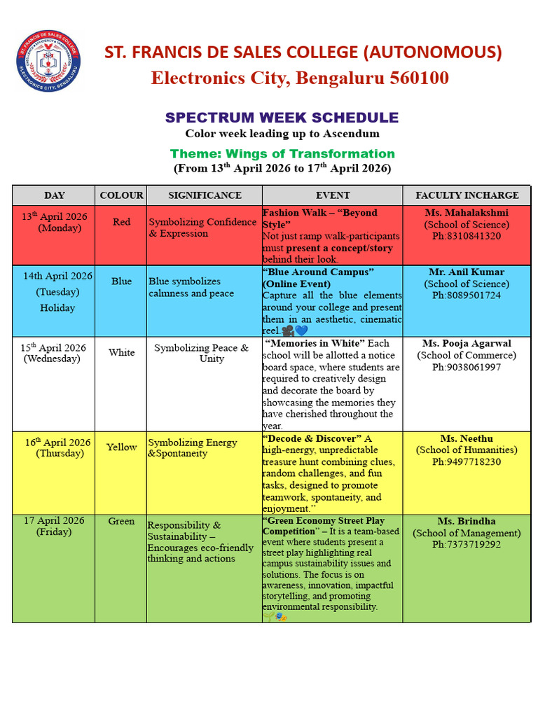 Spectrum Week Schedule.docx | PDF