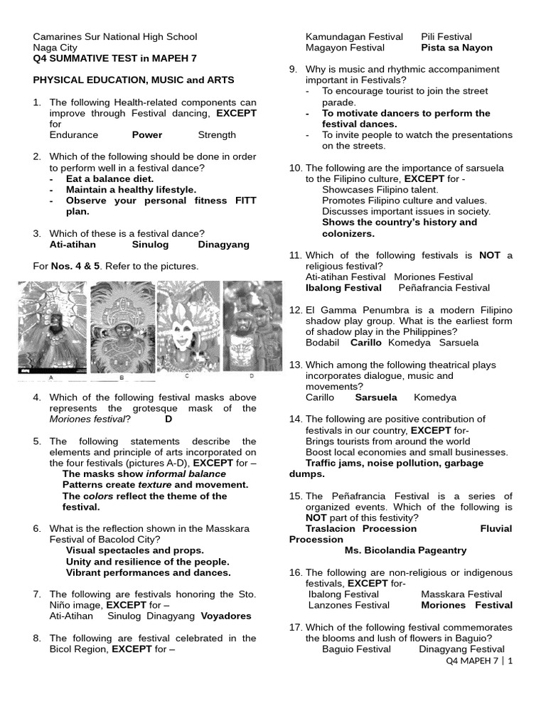 q4 Summative Test Key to Correction | PDF | Non Communicable Disease ...