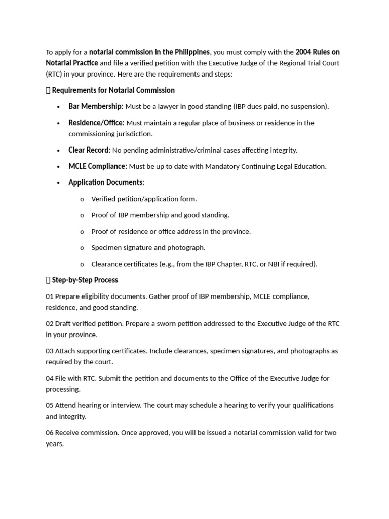 Notarial Commission - Requirements | PDF | Lawyer | Justice