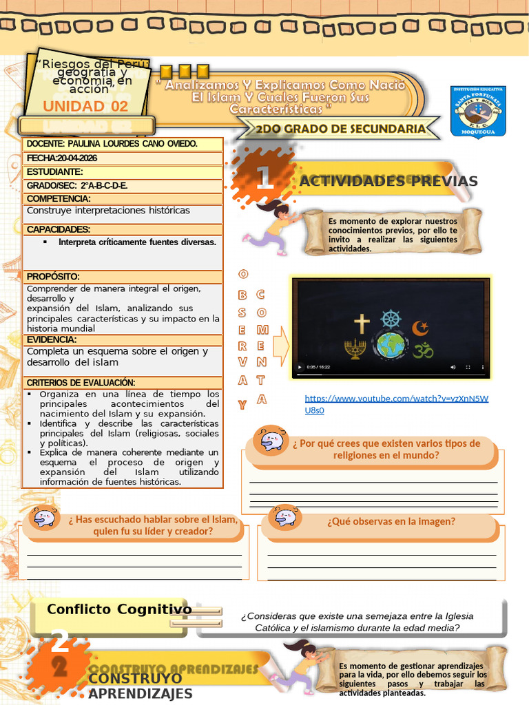 1 FICHA DE ACTIVIDAD CCSS 2°SES1- SEMANA 1 (1) | PDF | Mahoma | la meca