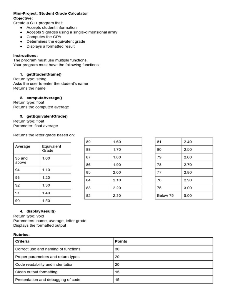 Student Grade Calculator (1) | PDF