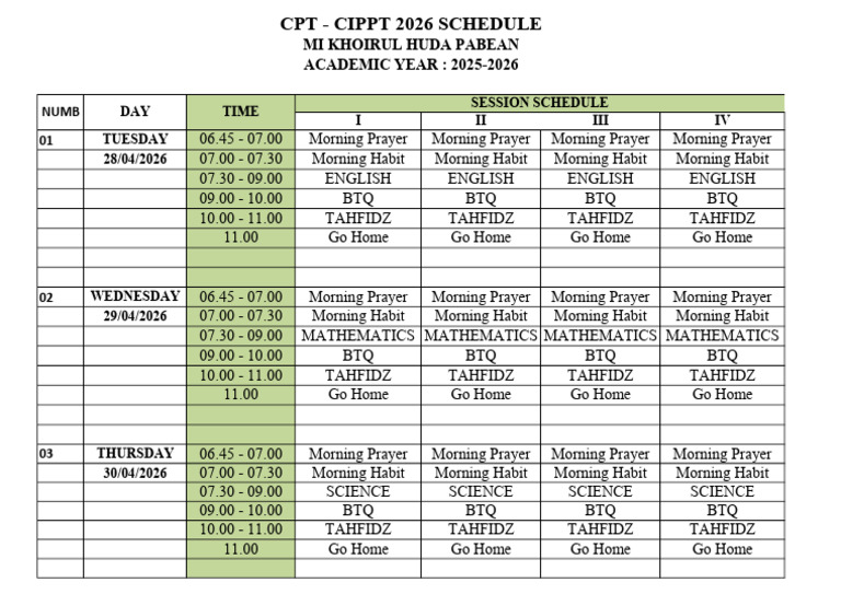 Cpt Cippt 2026 Schedule | PDF