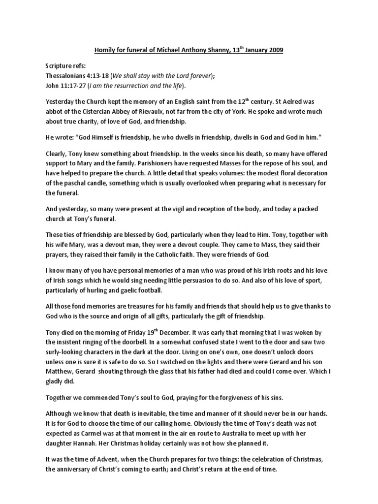 Funeral Homily for Michael Shanny | PDF | Resurrection Of Jesus | Jesus