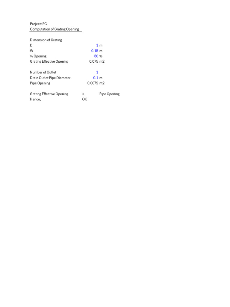 Grating Opening Calculation | PDF
