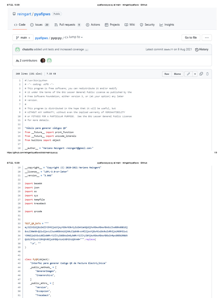 Pyafipws_pyqr.py at Main · Reingart_pyafipws · GitHub | PDF | Qr Code ...