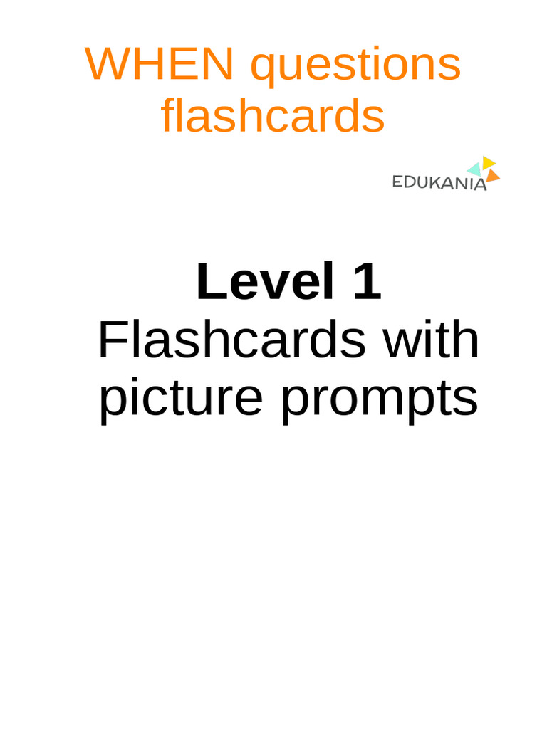 When Questions Flashcards for Speech Therapy 1 | PDF