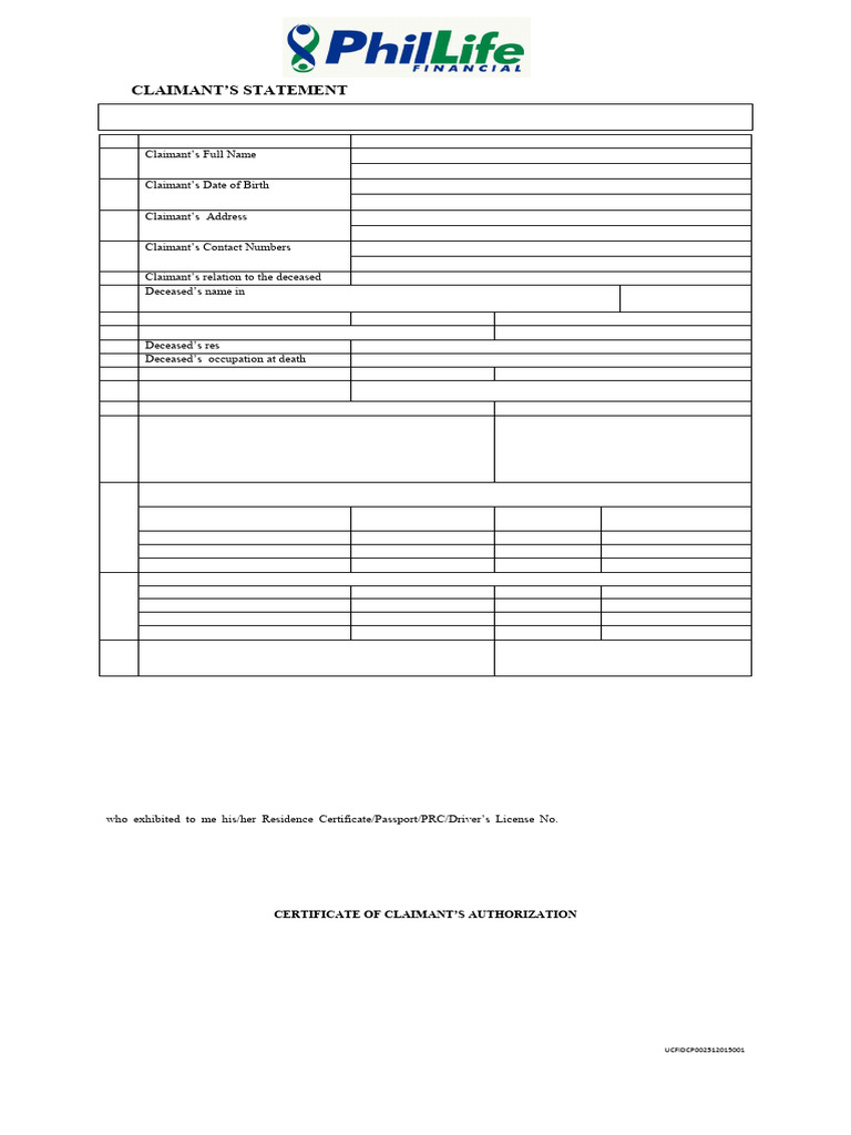 Phillife_Claimant Statement Form_ Death Claim_revised v2 (1) | PDF