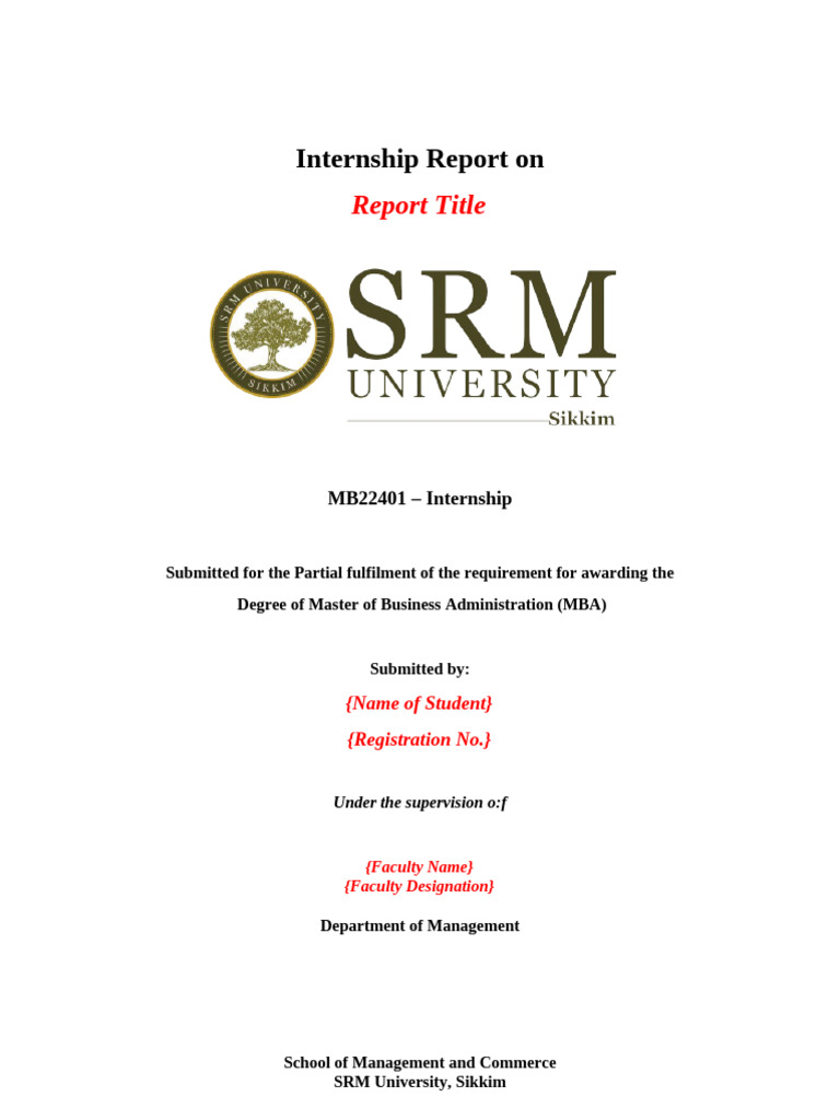 MBA Internship Report Format 2026 | PDF | Hierarchy | Self Actualization