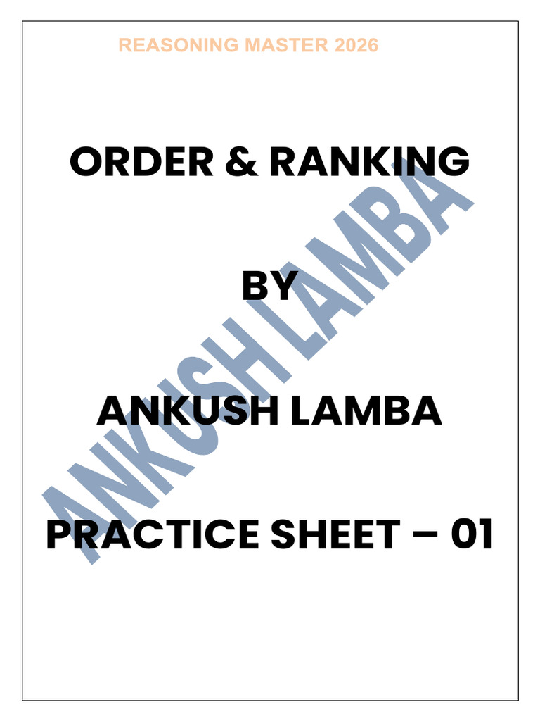 Order & Ranking Practice Sheet -01 (150 Q) | PDF