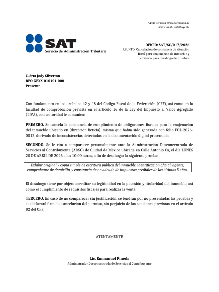 Oficio SAT | PDF