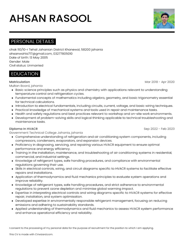 CV Ahsan Rasool | PDF | Reliability Engineering | System